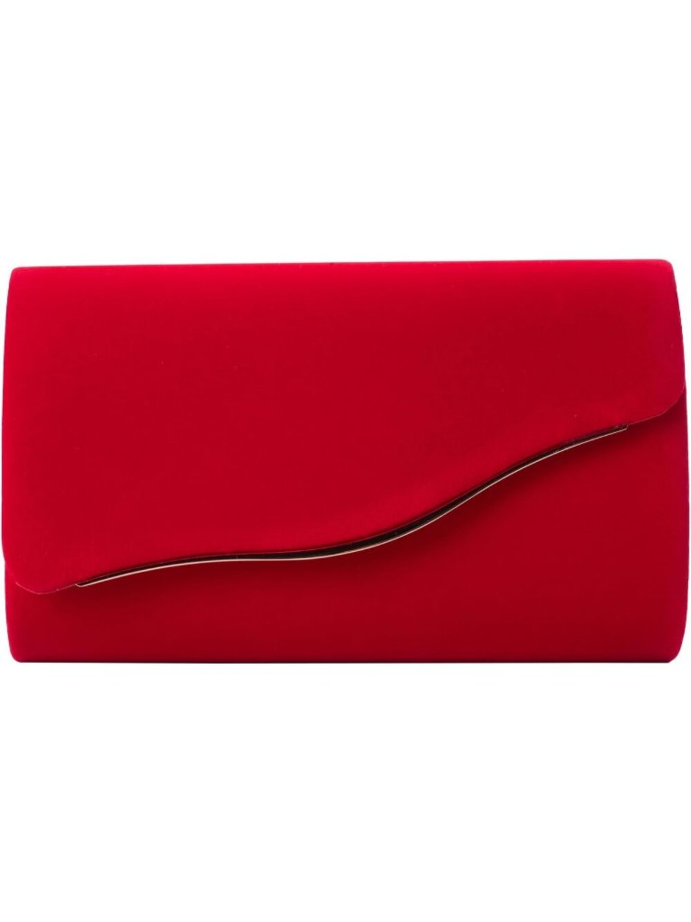 Women's Red Faux Suede Clutch Purse Evening Bag Prom Detachable Chain